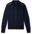 Belstaff - Kelby Slim-Fit Quilted Shell-Trimmed Wool Zip-Up Sweater - Blue