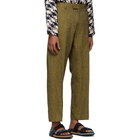 Dries Van Noten Brown and Yellow Pen Trousers