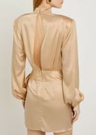 Ronny Kobo Imara Belted Wrap-effect Silk-blend Mini Dress Yellow