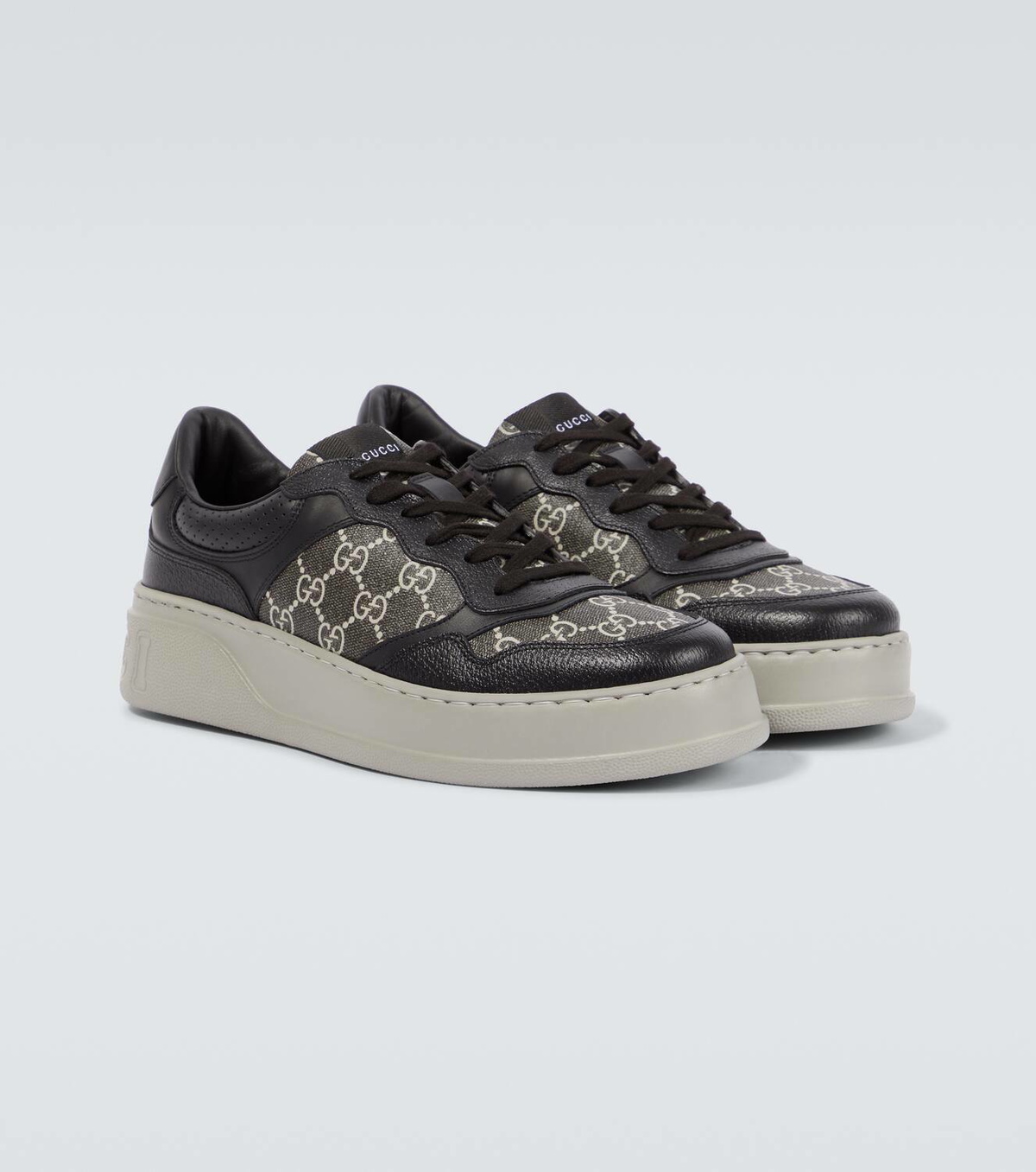Gucci GG leather-trimmed canvas sneakers Gucci
