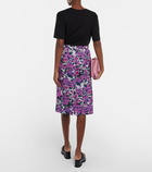 Dries Van Noten - Floral croc-effect midi skirt