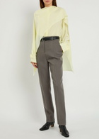 Calvin Klein Kiki Scarf-effect Silk-crepe Blouse Yellow Lemon