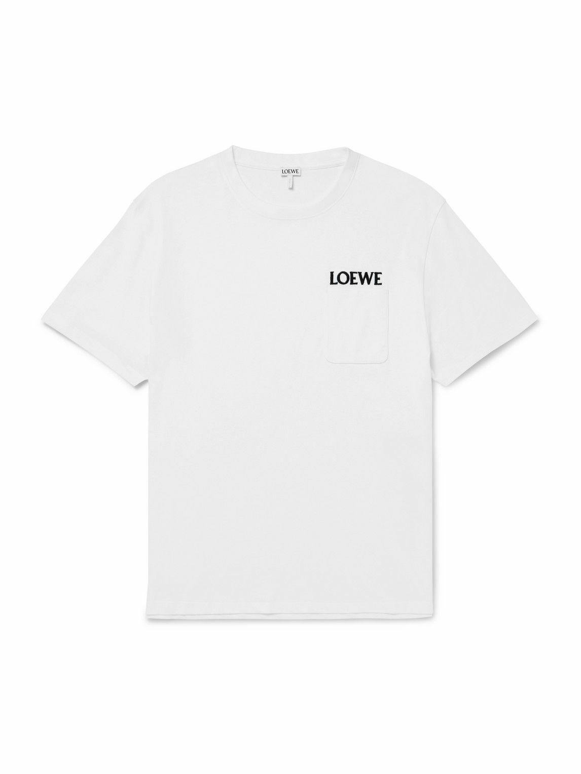 LOEWE ホワイト Tシャツ ロゴ刺繍 Loewe - Logo-Embroidered Cotton-Jersey T-Shirt - White Loewe