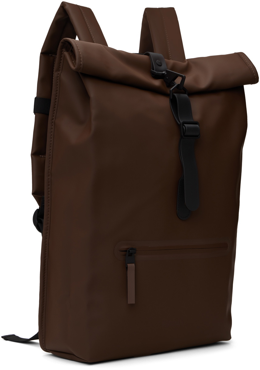 RAINS Brown Rolltop Rucksack Backpack Rains