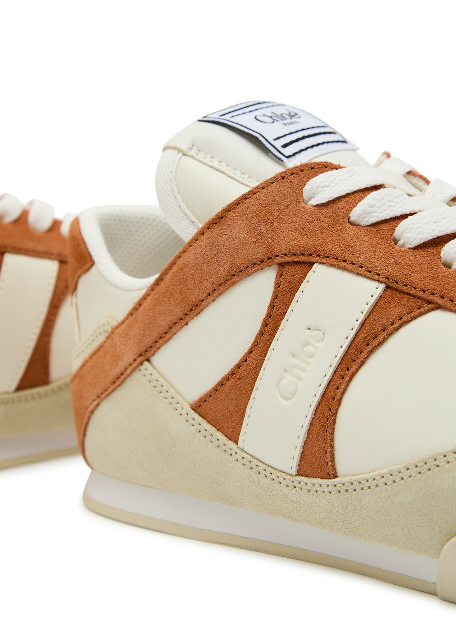Chloe Kick Panelled Leather Sneakers Brown