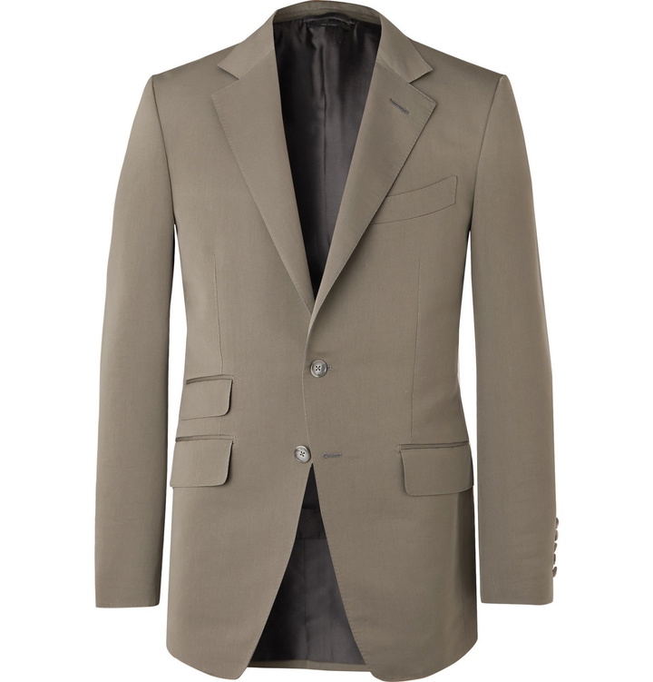 Photo: TOM FORD - Army-Green O'Connor Slim-Fit Cotton and Silk-Blend Suit Jacket - Green