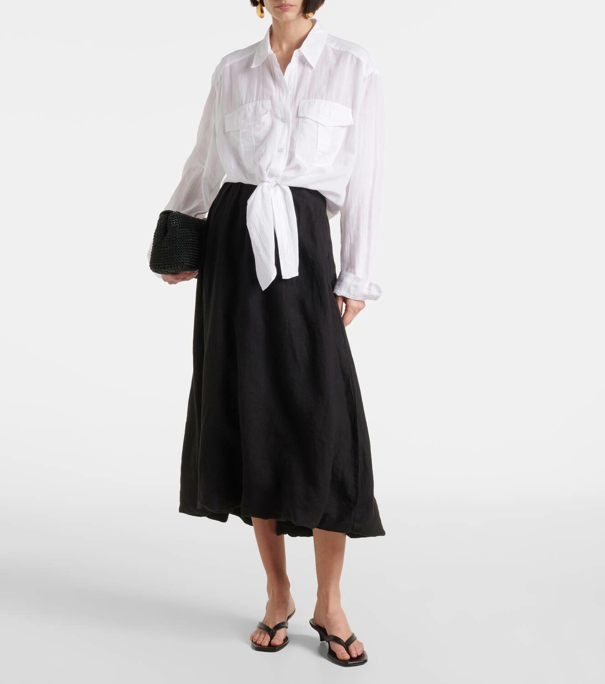Velvet Rachelle linen midi skirt