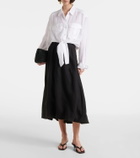 Velvet Rachelle linen midi skirt