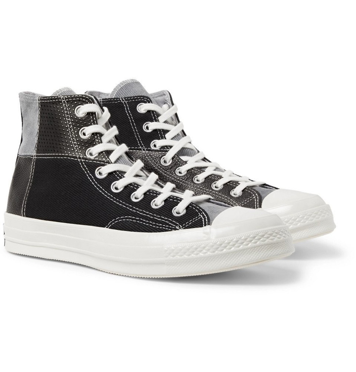 Photo: Converse - 1970s Chuck Taylor All Star Patchwork Leather, Corduroy and Twill High-Top Sneakers - Black