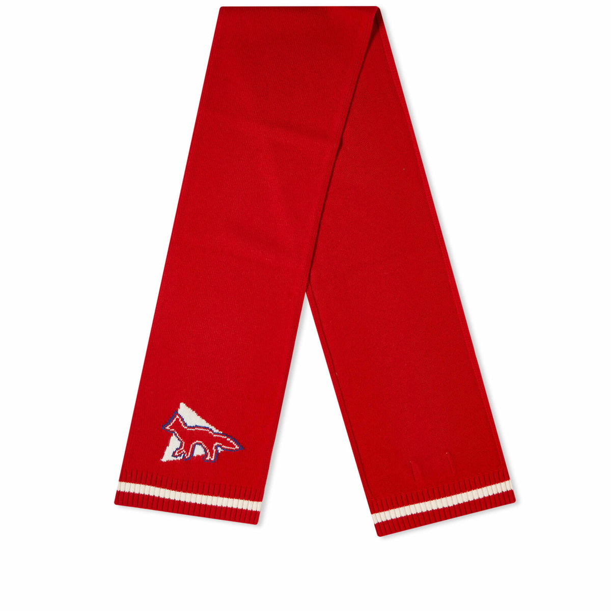 And Wander Men's x Maison Kitsuné Knit Stole in Red