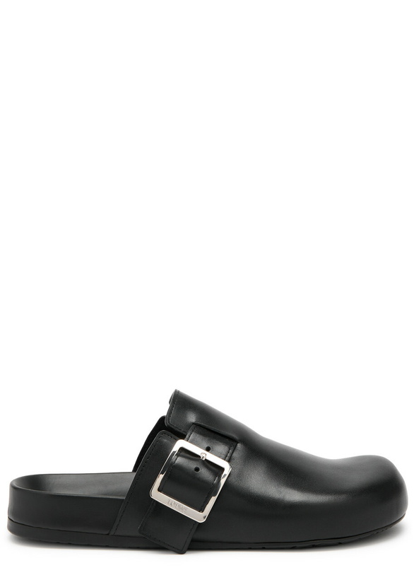 Photo: Loewe Ease Buckle Leather Sliders Black