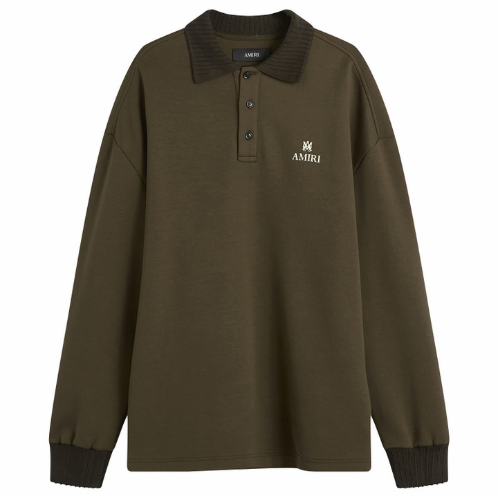 Photo: AMIRI Men's MA Oversized Long Sleeve Polo in Dark Brown