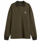 AMIRI Men's MA Oversized Long Sleeve Polo in Dark Brown