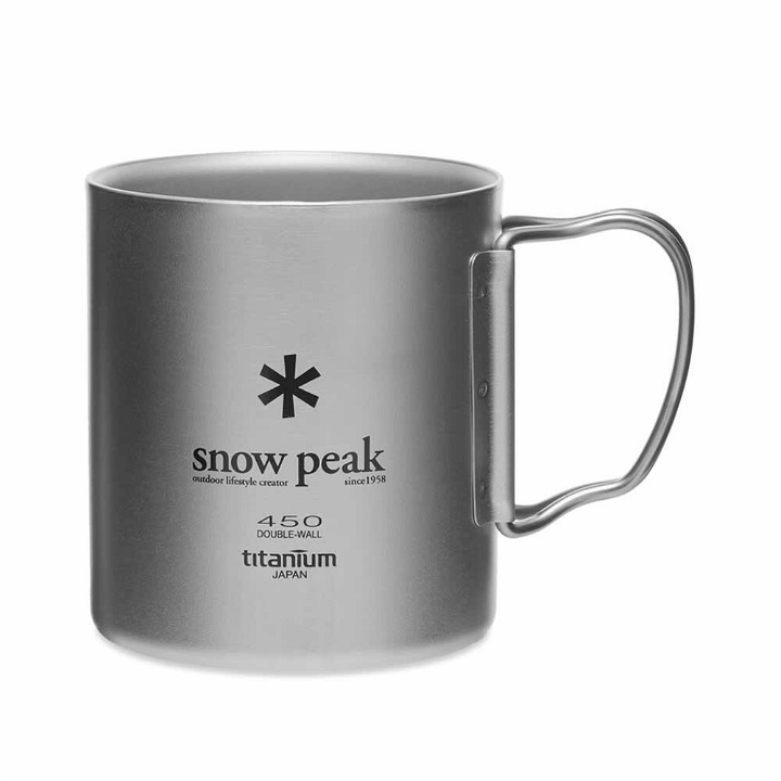 Photo: Snow Peak Men's Titanium Double Wall 450ml Cup in Silver