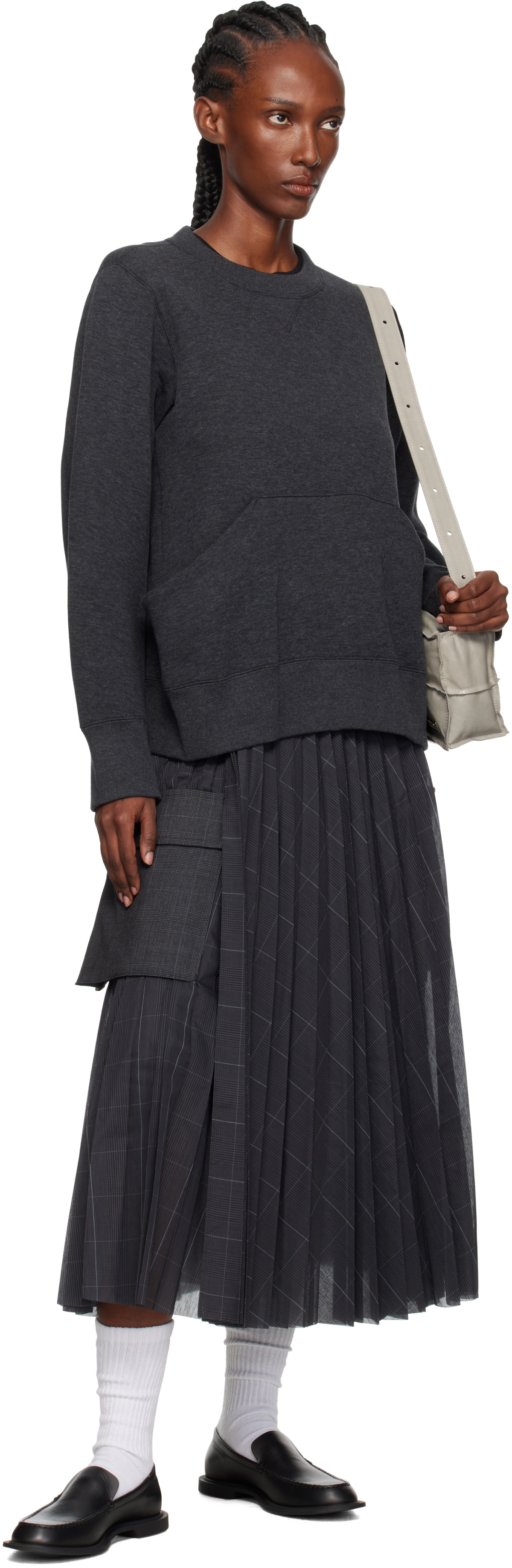 sacai Gray Sponge Sweatshirt
