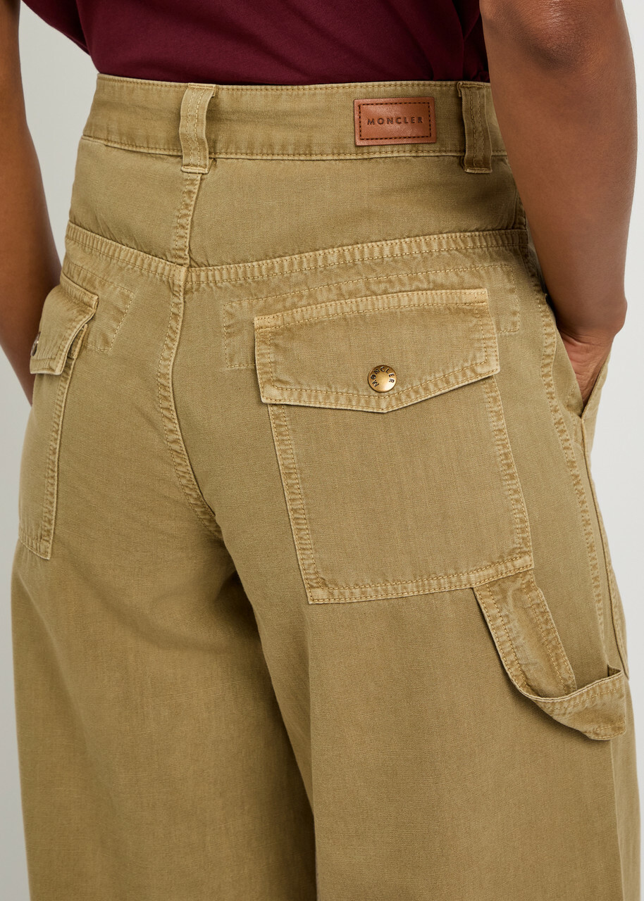 Moncler Straight-leg Cotton-twill Trousers Beige