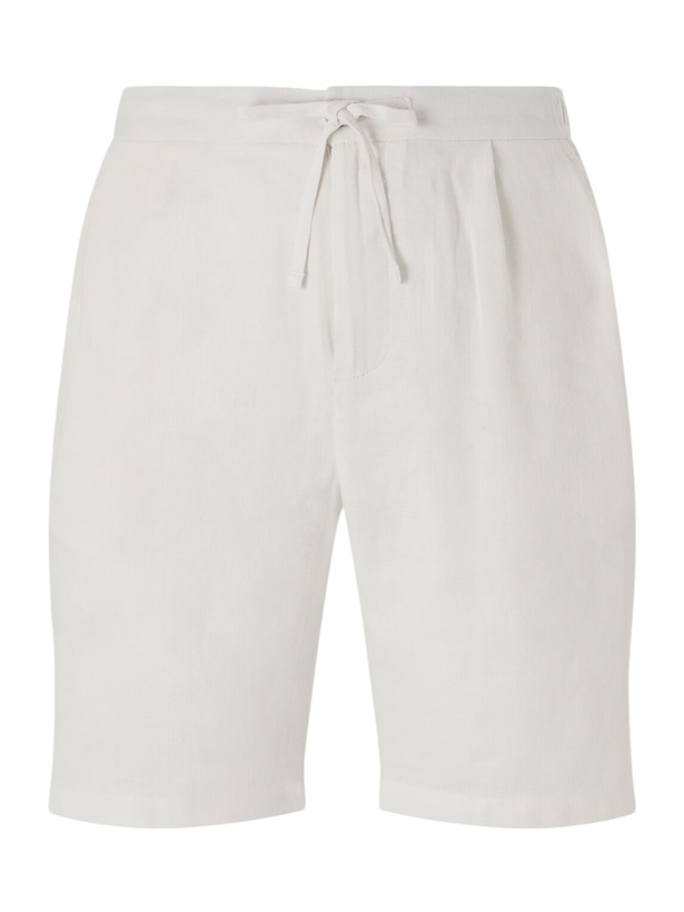 Photo: Frescobol Carioca - Rui Straight-Let Pleated Drawstring Shorts - Neutrals