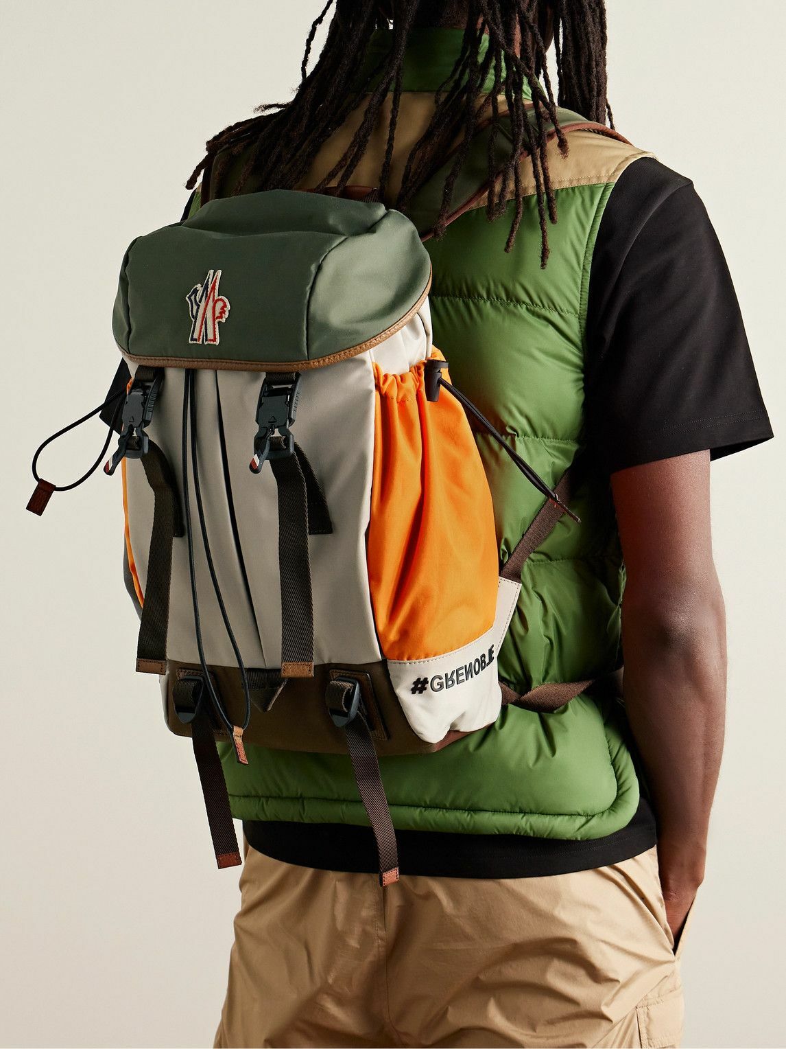 Moncler Grenoble - Leather-Trimmed Logo-Appliquéd Nylon and
