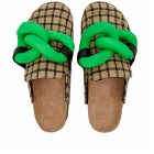 JW Anderson Footwear Women's JW Anderson Chain Loafer Checked Mules in Bright Green