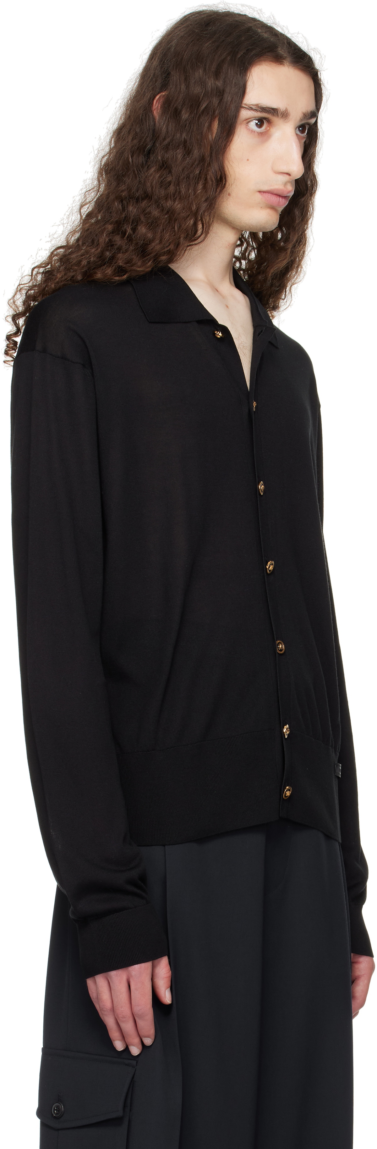 Versace Black Knit Silk Cardigan
