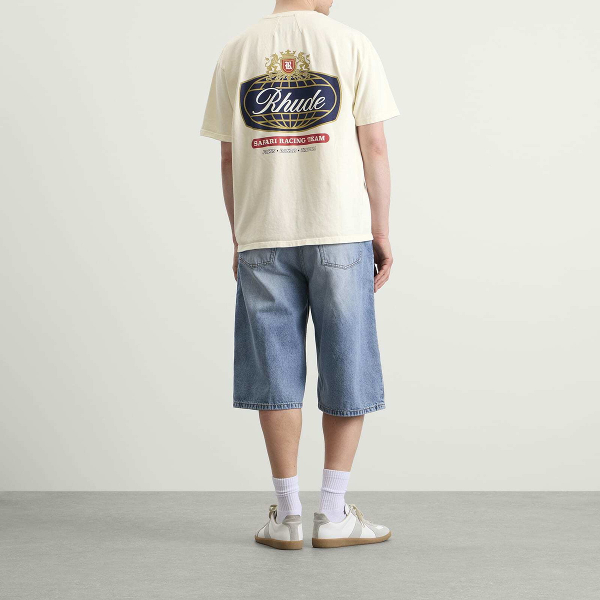 Rhude Men's Safari Crest T-Shirt in Vintage White/Blue/Red