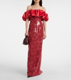 Markarian Rowan sequined off-shoulder bustier gown