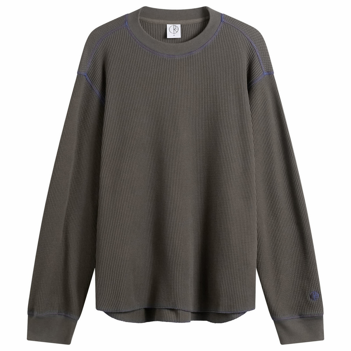 Polar Skate Co. Men's Dylan Waffle Long Sleeve T-Shirt in Dirty Black/Blue