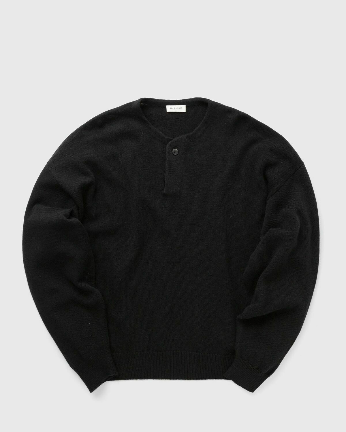 Fear of God FINE KNIT HENLEY Black Mens Pullover Fear Of God