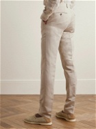 Canali - Kei Slim-Fit Tapered Linen and Silk-Blend Suit Trousers - Neutrals
