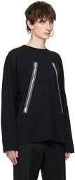 MM6 Maison Margiela Black Rasterised Zip Long Sleeve T-Shirt
