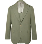 Brunello Cucinelli - Sage-Green Slim-Fit Unstructured Linen-Hopsack Blazer - Green