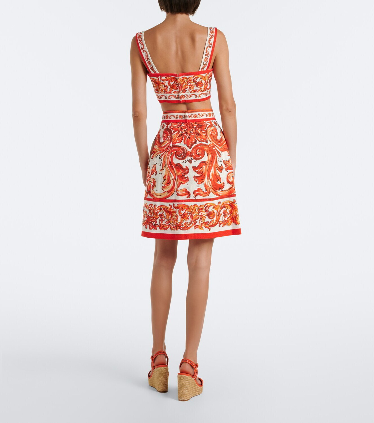 Dolce&Gabbana Printed cotton and linen-blend miniskirt