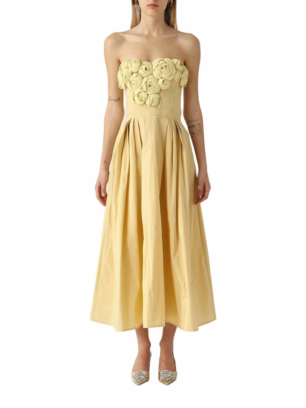 パーティードレス ELISABETTA FRANCHI Floral jacquard dress with ruffles Floral jacquard dress with ruffles | Elisabetta Franchi