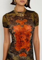 Jean Paul Gaultier Printed Mesh Mini Dress Multicoloured