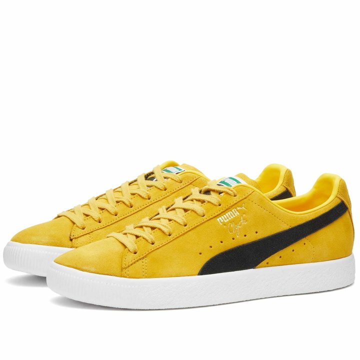 Photo: Puma Men's Clyde OG Sneakers in Yellow Sizzle/Puma Black