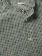 Massimo Alba - Grandad-Collar Checked Cotton and Silk-Blend Shirt - Green