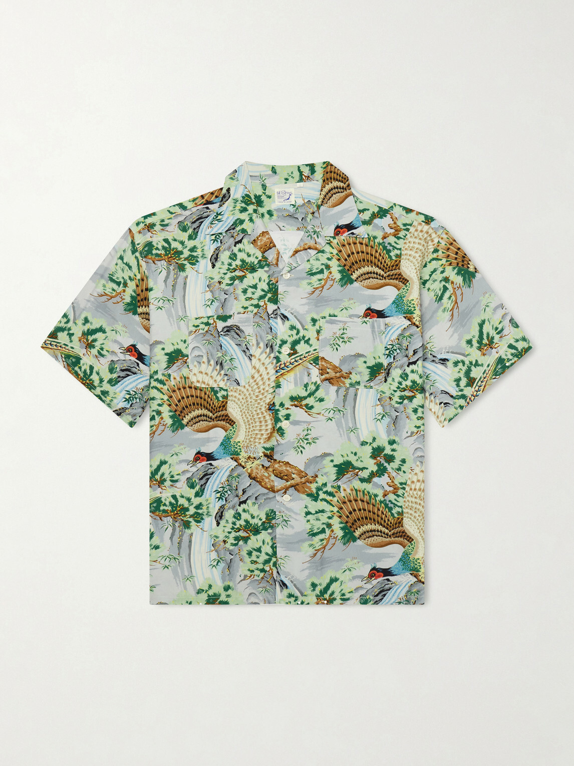 OrSlow - Camp-Collar Printed Voile Shirt - Green