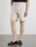 Dunhill - Straight-Leg Cotton-Gabardine Shorts - Neutrals