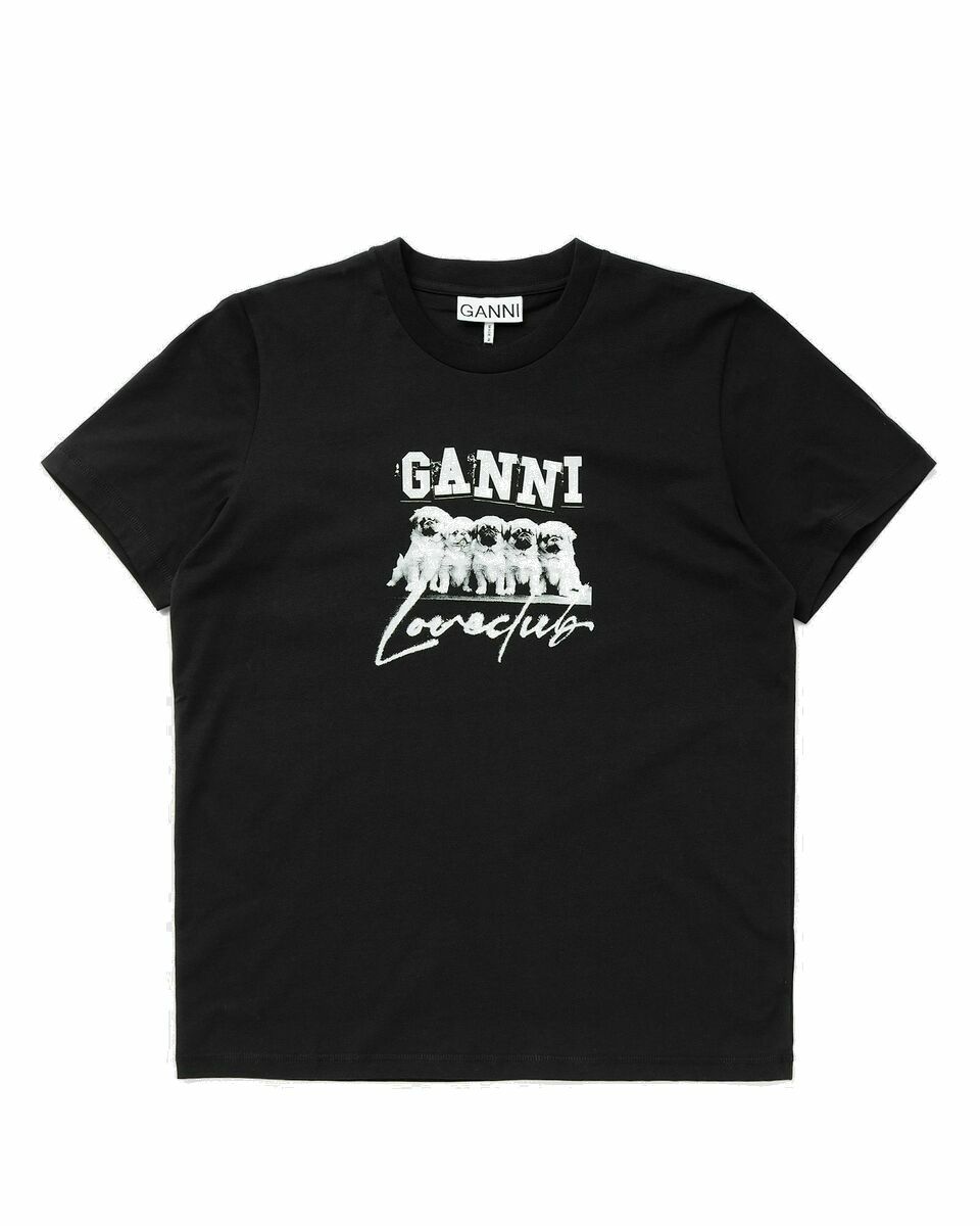 Photo: Ganni Thin Jersey Puppy Love Relaxed Tee Black - Womens - Shortsleeves
