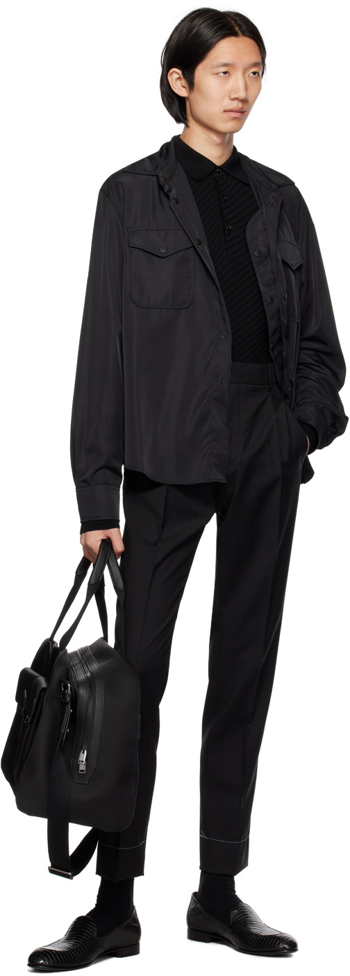 Brioni Black Embossed Loafers