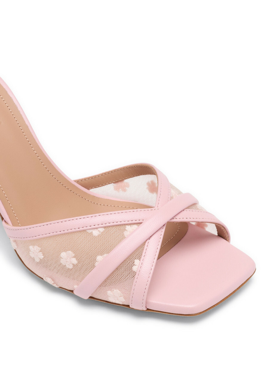 Malone Souliers Perla 70 Floral-mesh Heeled Sandals Pink