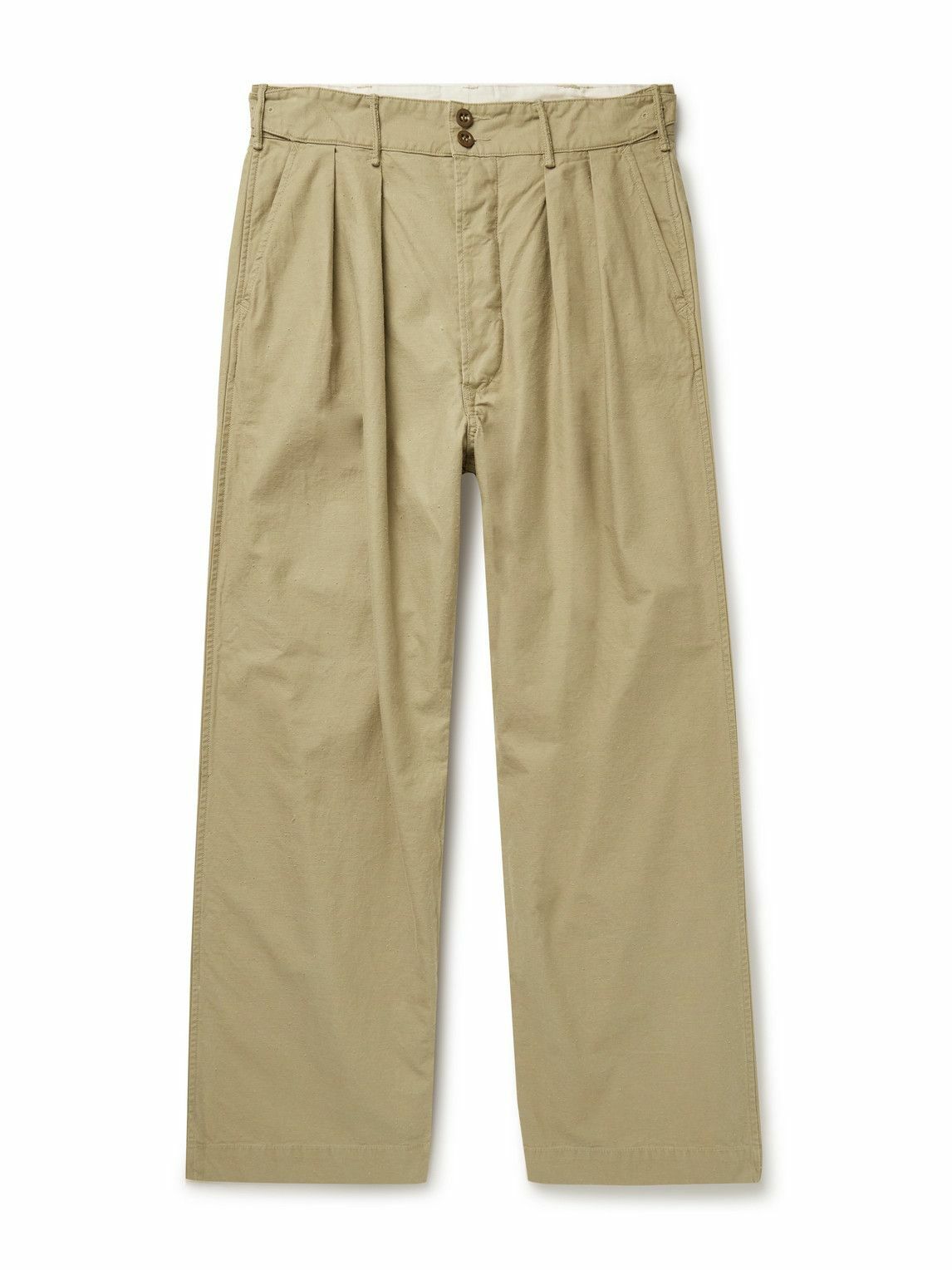RRL - Hawkes Wide-Leg Pleated Slub Cotton-Twill Chinos