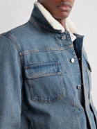 A.P.C. - Justin Pleated Wool-Trimmed Denim Jacket - Blue