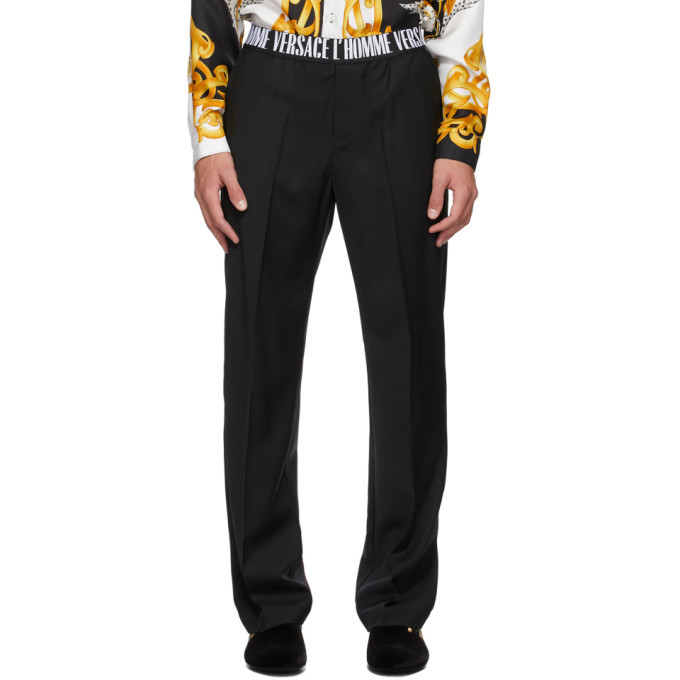 Photo: Versace Black Logo Waistband Trousers