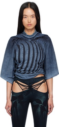 Masha Popova Blue Backless Sideknot T-shirt