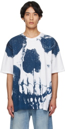 McQueen White & Blue Exploded Skull T-shirt