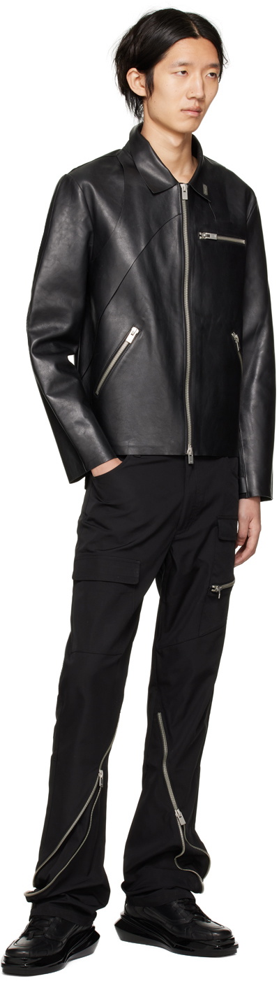 ジャケット・アウター HELIOT EMIL black stiff leather jacket HELIOT EMIL Black Stiff Faux-Leather Jacket Heliot Emil