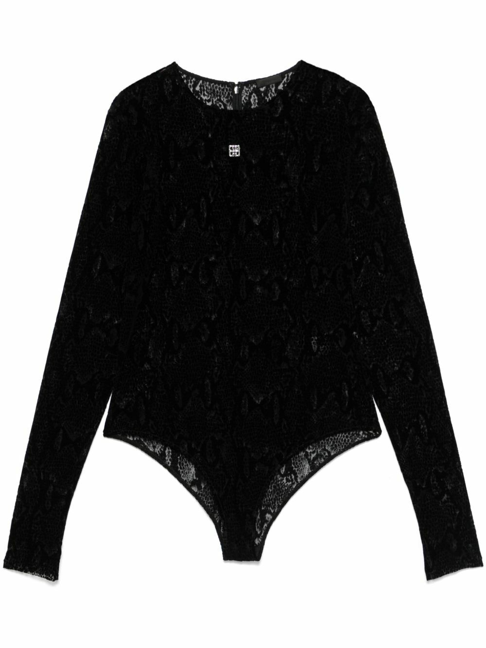 Givenchy Black Shiny Monogram 72 Tulle Bodysuit Givenchy