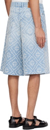 Casablanca Blue Pearl Denim Shorts