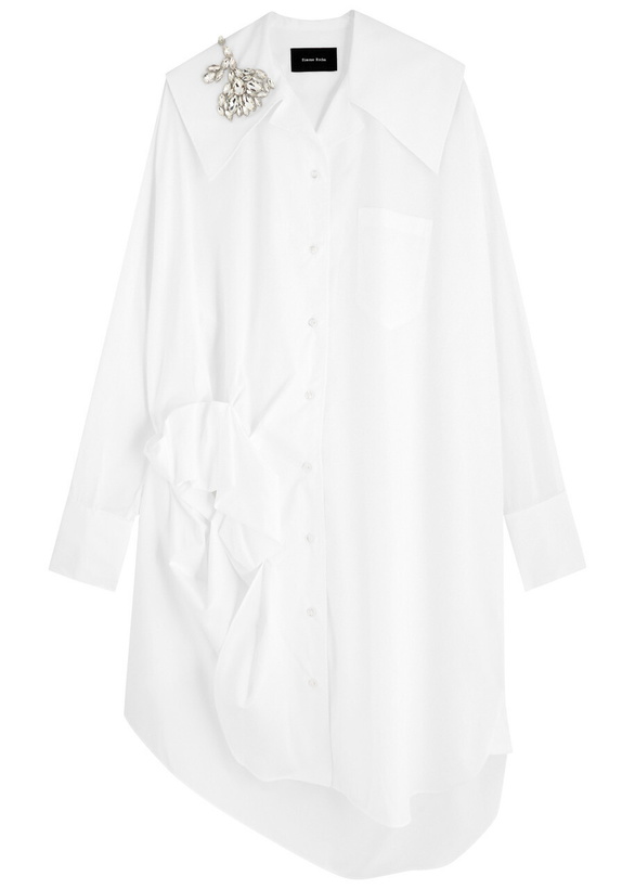 Photo: Simone Rocha Asymmetric Crystal-embellished Cotton Shirt White